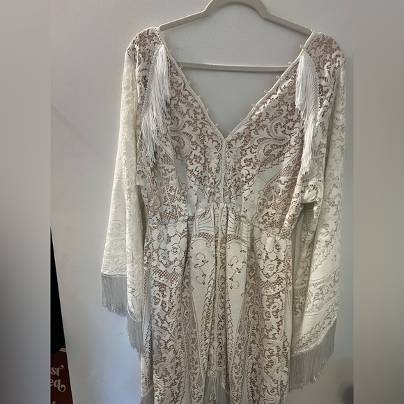 Vintage Lace Bohemian Fringe Dress Custom Made Bridal Wedding Maternity - Picture 5 of 15